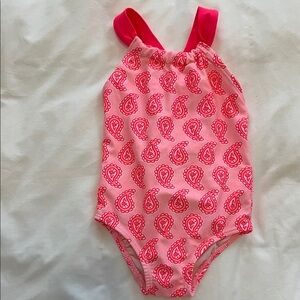 Carter's Pink Paisley One-Piece Swimsuit with Hot Pink Straps